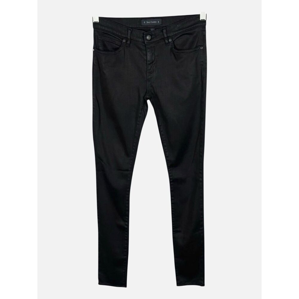 Juicy Couture Black Low Rise Skinny Stretch Jeans Crystal Logo Detail Size 27